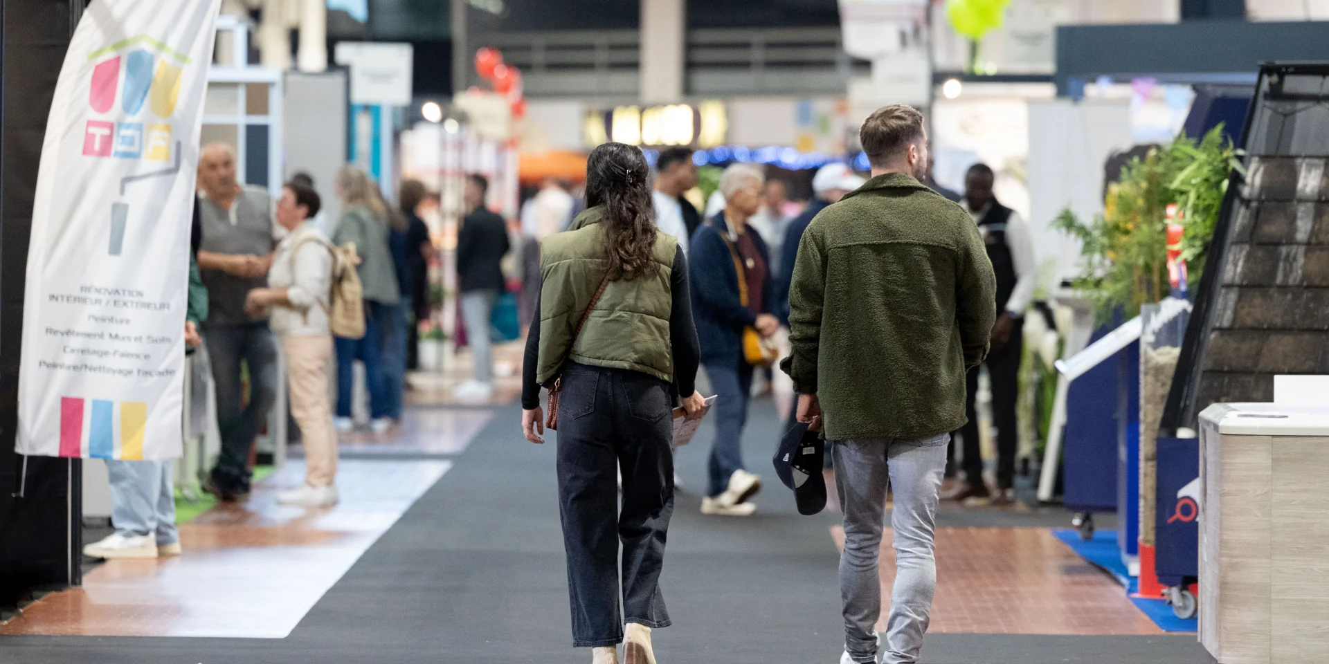 Aisle of a trade show at the Angers Exhibition Centre