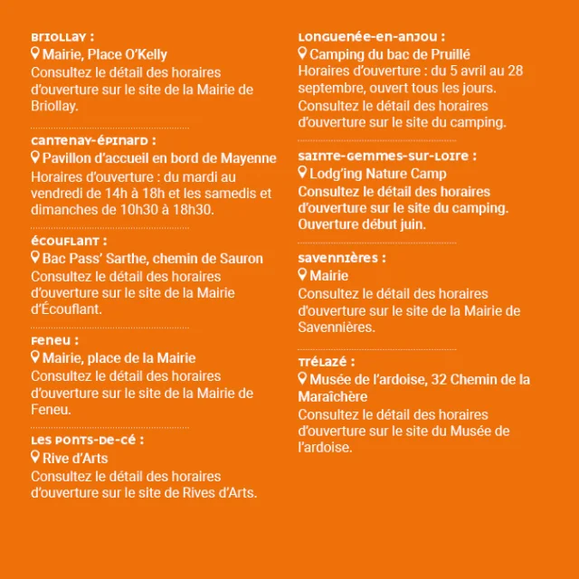 Horaires Point d'Information Touristique