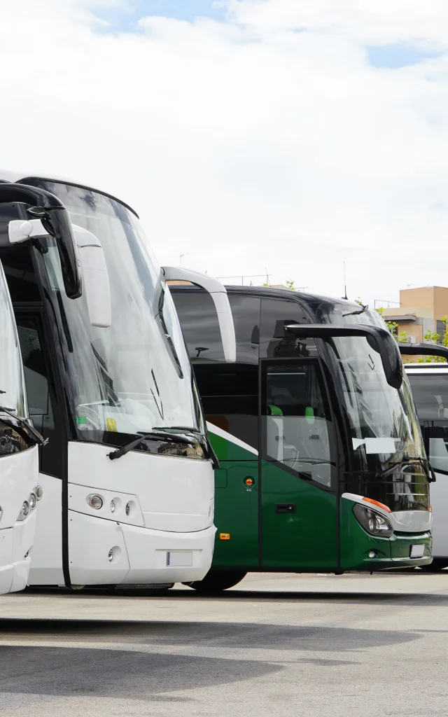 Big tourists buses on parking