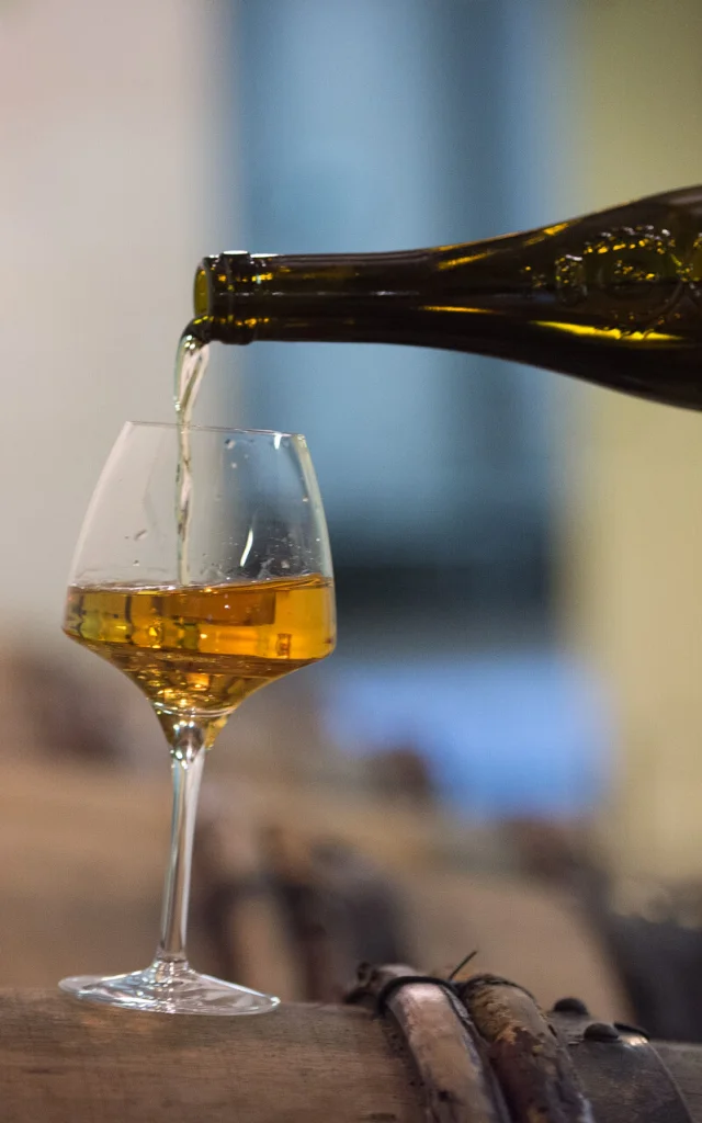 Service de vin blanc au Domaine des Giraudières à l'occasion d'une dégustation